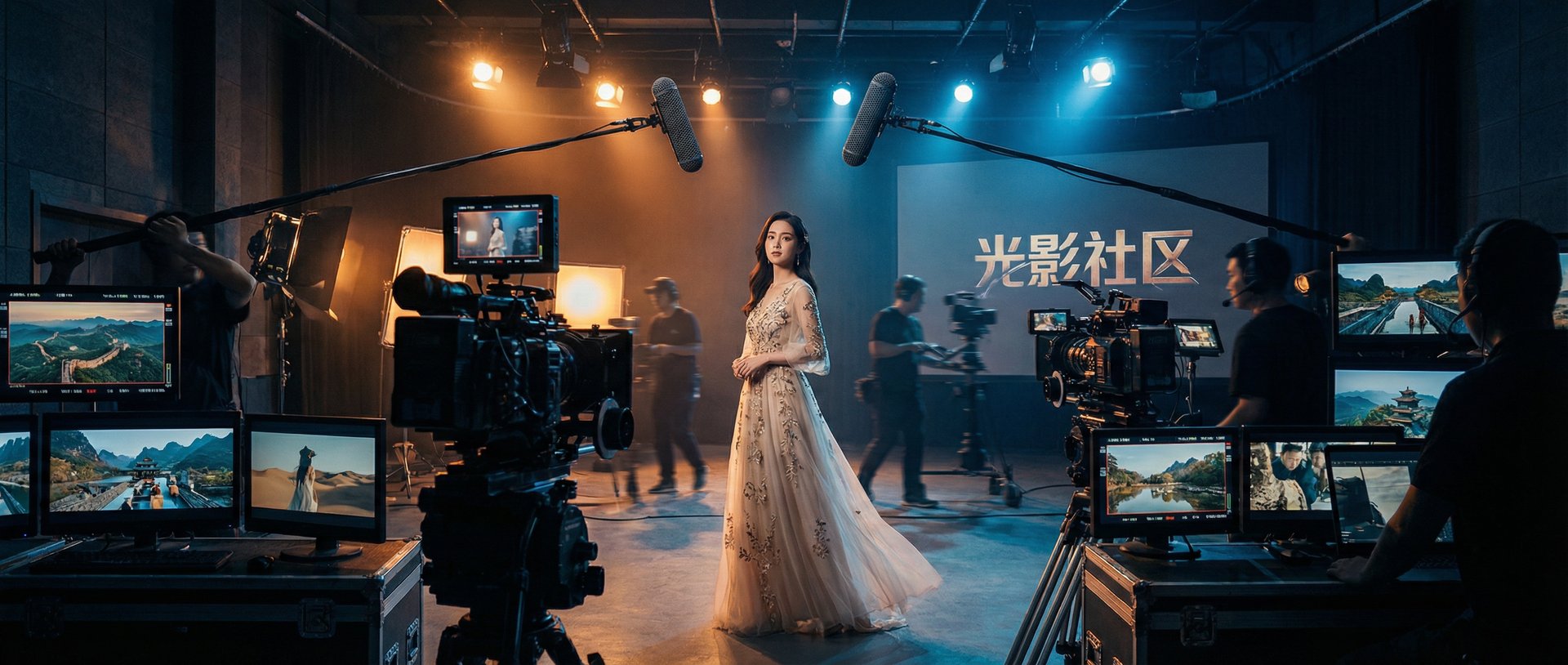 网红美女影视传媒制作现场